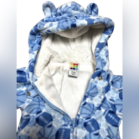 Healthtex Winter Romper 0-3mo Baby Boy Hooded Jumper Football Sports Theme - Picture 3 of 5